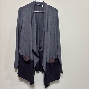 Gray and Dark Gray Women's Open Front Cardigan